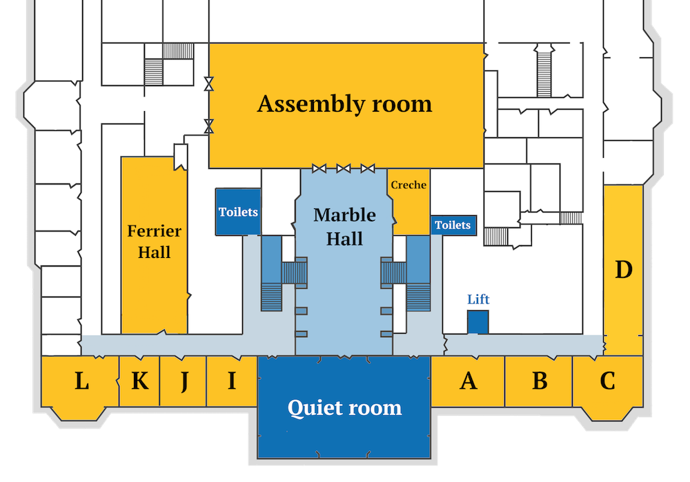 A map of the first floor of City Hall.