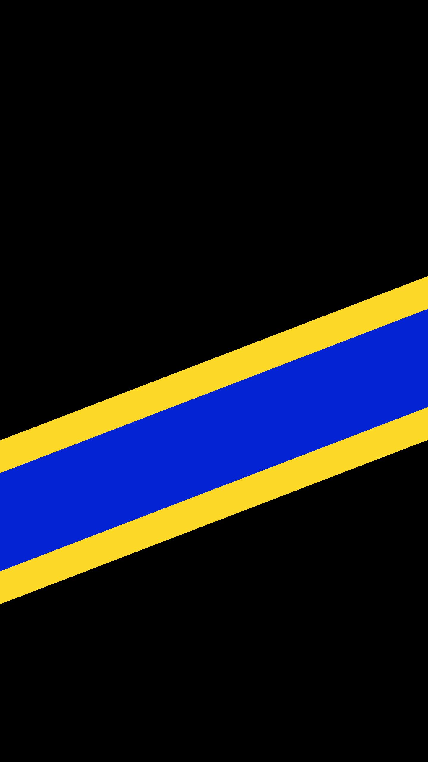 A black wallpaper with yellow, blue, yellow stripes. The blue stripe is three times the width of the yellow.