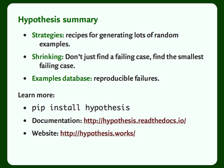 Slide with a bulleted list: “Hypothesis summary”.