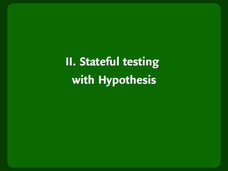 Header slide: “Stateful testing with Hypothesis”.