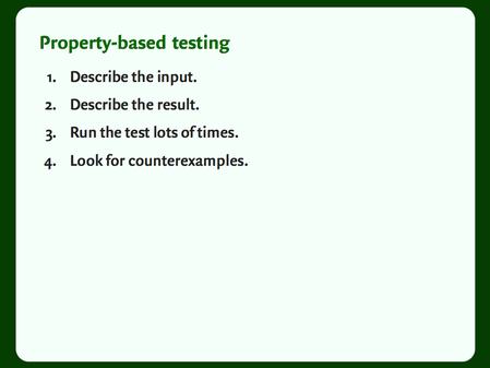 A description of the steps of property-based testing