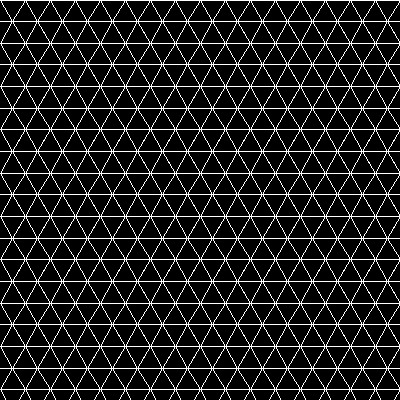A black and white triangular grid, with black triangles and white outlines