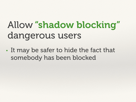 Allow “shadow blocking” dangerous users.