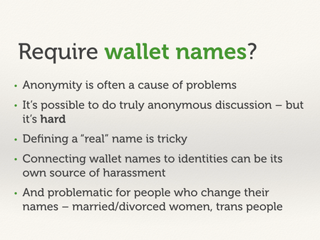 Require wallet names?
