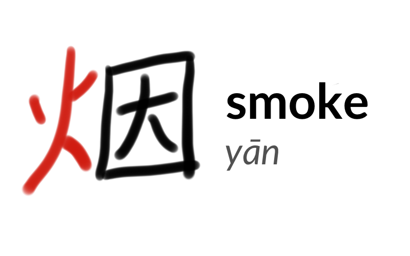 The character 烟 or yān, meaning 'smoke'.
