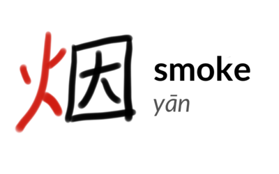 The character 烟 or yān, meaning 'smoke'.