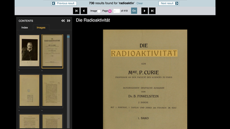 A screenshot of an ebook viewer, with a page titled “Die Radioaktivität”.