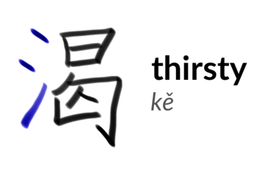 The character 渴 or kě, meaning 'thirsty'.