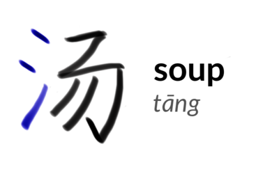 The character 沕 or tāng, meaning 'soup'.