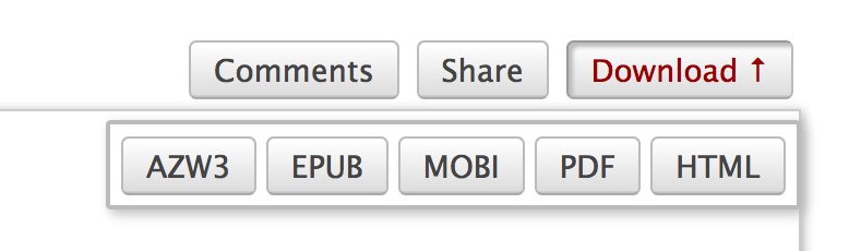 A button labelled 'Download', highlighted in red. Below it are several other buttons labelled AZW3, EPUB, MOBI, PDF and HTML.