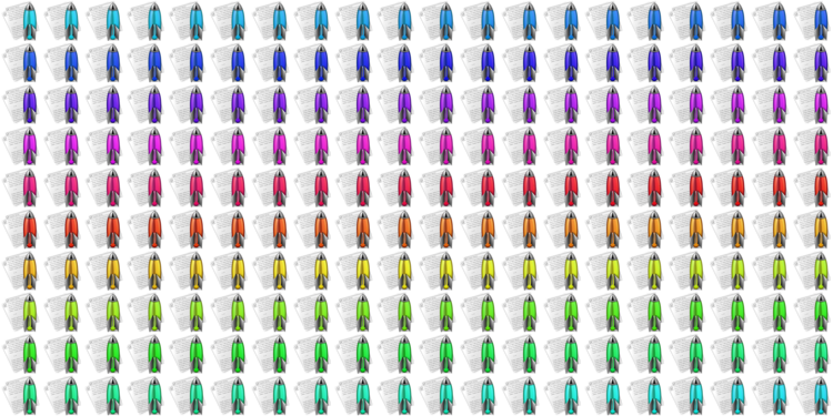 A grid of multi-coloured Notational Velocity icons