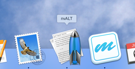 The nvALT Dock icon with a blue rocket set against a blue background