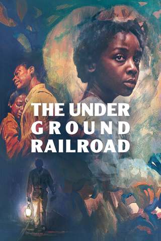 The cover of “The Underground Railroad”. It’s made up of three drawings: a woman looking into the distance, a woman embracing a taller man, and a figure shrouded by darkness holding a lantern.