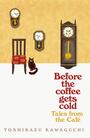 The cover of “Tales from the Café”. There’s a gold wallpaper with several clocks, a chair, and a black cat.