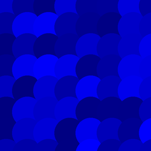 The same shapes as the overlapping red circles, but now in shades of blue.
