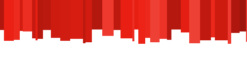 A collection of rectangles of different widths and heights in varying shades of red, arranged so the top of the rectangles all form a straight line. It looks a bit like an upside-down bookshelf made of books with red spines.