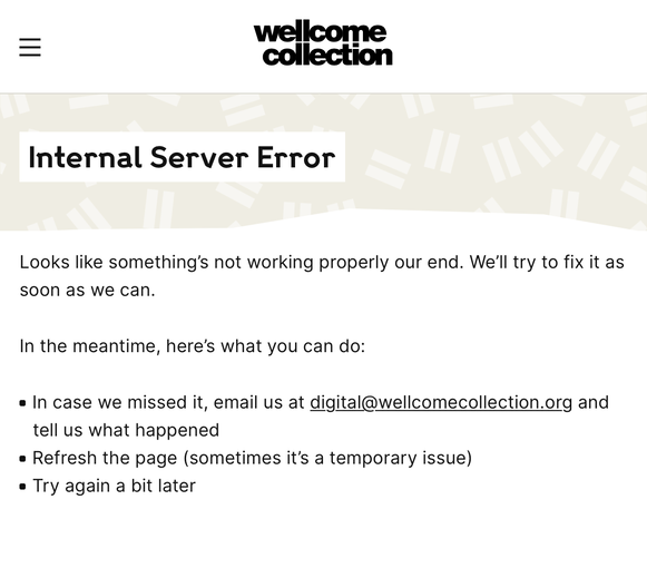 An 'Internal Server Error' page.
