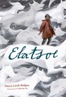 The cover of “Elatsoe”. A young girl in a brown coat stands amidst a group of ghost wolves, in white and light greys, who are running across the cover.