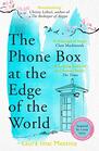 The cover of “The Phone Box at the Edge of the World”. Most of the cover is a few strokes of turquoise watercolour paint, and the phone box is shown as a simple black-and-white drawing. It’s tall, square, and there are window panels along the front of the door.