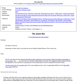 Screenshot of the same story, as an HTML download. It’s an unstyled HTML page, with Times New Roman font and default blue links.