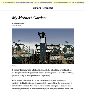 Screenshot of the same article saved in my archive. You can see the main illustration, the headline, and two paragraphs of the article.