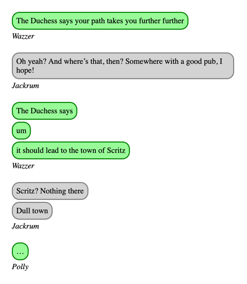 The same chat conversation, but now the message bubbles are sized to fit the text they contain. Shorter messages only have small bubbles.