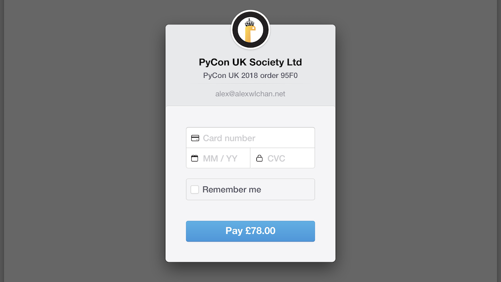 A screenshot from the PyCon UK ticketing screen.